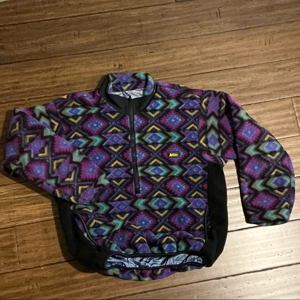 REI Vintage Colorful Geometric Fleece Pullover